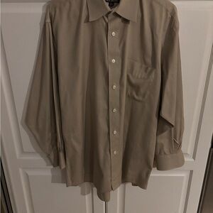 PAUL DIONE Tan Khaki 100's 2 Ply Long Sleeve Button Up Shirt Mens 16 1/2.  32/33